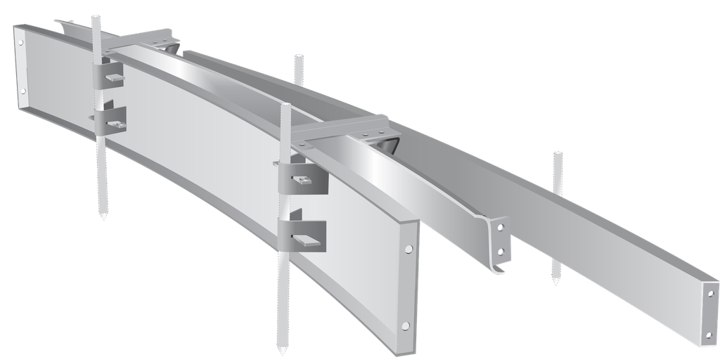 Molde cordón curvo trapecio 10/15 en chapa 3.20mm. Radio 6m en 4 tramos; desarrollo 9.43m