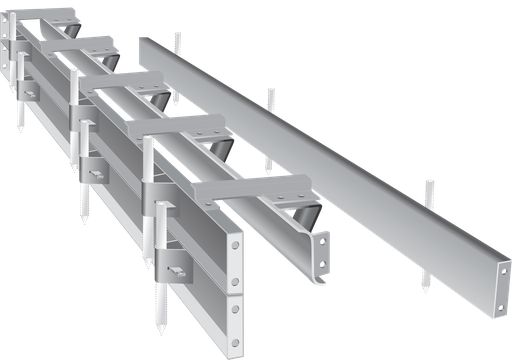 [MP265] MOLDE CORDÓN CUNETA RECTO, chapa de 3,20 mm, largo 3 m,  respaldo en 2 sectores altura 15cm y caravista y costado cuneta altura 15cm