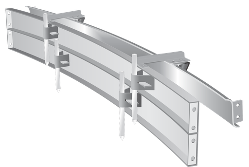 [MP1450600] MOLDE BOCACALLE CURVO, chapa de 3,20 mm, respaldo en 2 sectores  altura 15 cm y caravista altura 15 cm, una esquina (90°), radio 6 m  en 4 tramos, desarrollo 9,42 m